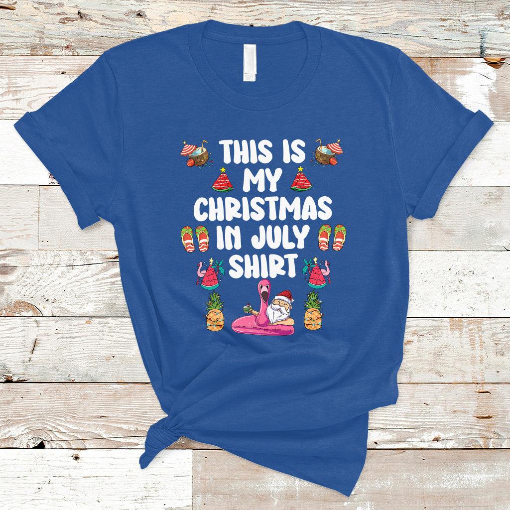 Christmas in July T Shirt This Is My Christmas In July Shirt Xmas Santa Summer Beach - Wonder Print Shop