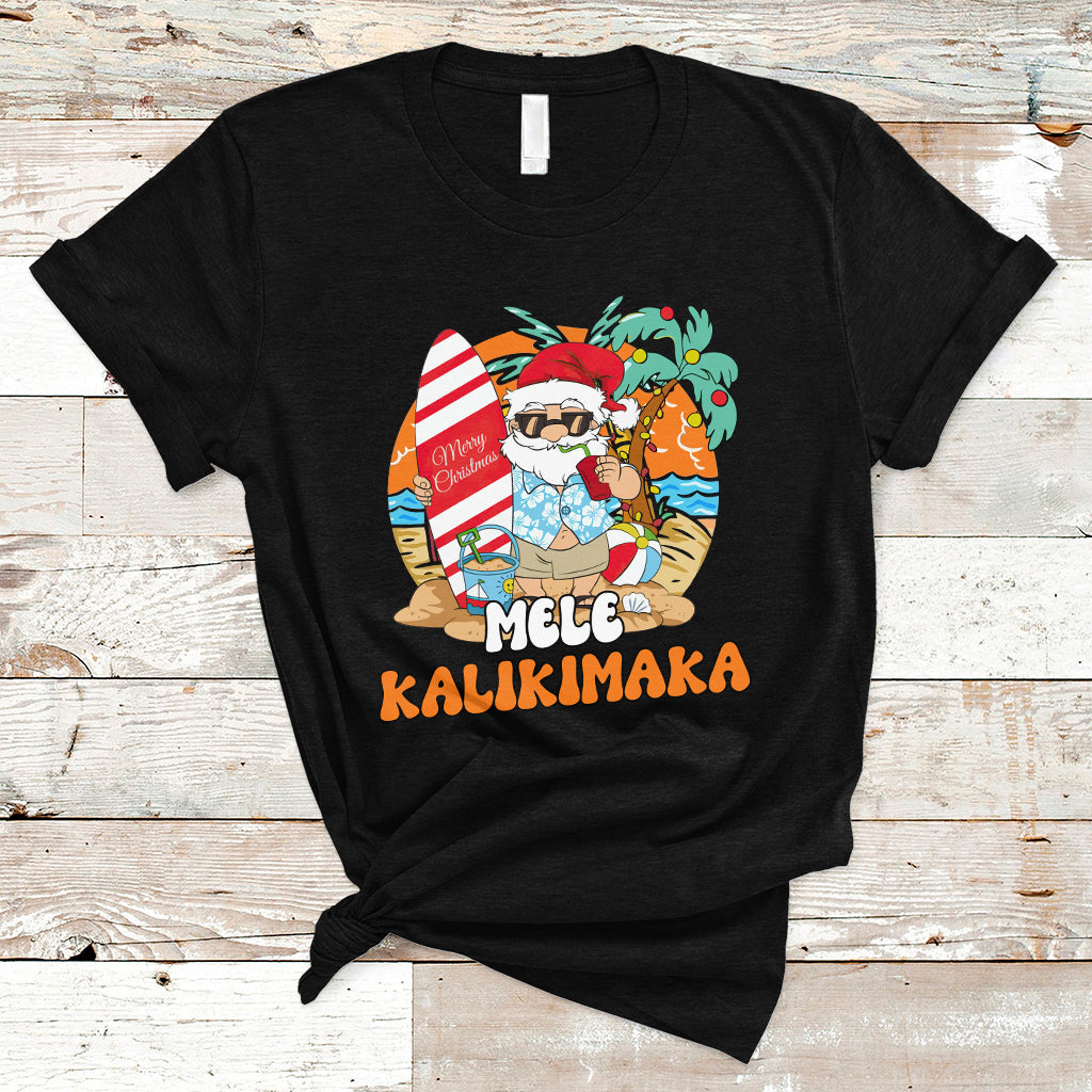 Christmas in July T Shirt Mele Kalikimaka Palm Tree Hawaiian Santa Christmas In July - Wonder Print Shop