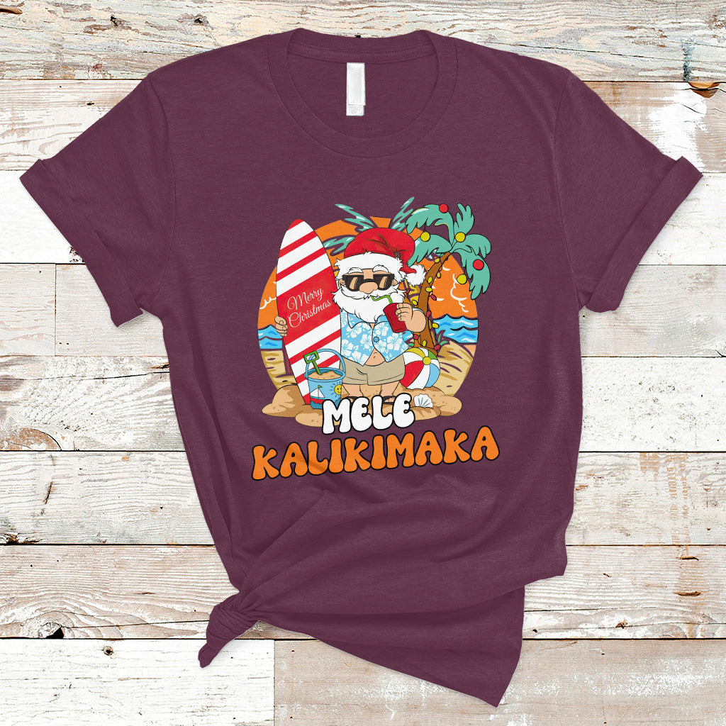 Christmas in July T Shirt Mele Kalikimaka Palm Tree Hawaiian Santa Christmas In July - Wonder Print Shop