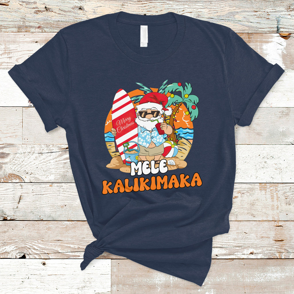 Christmas in July T Shirt Mele Kalikimaka Palm Tree Hawaiian Santa Christmas In July - Wonder Print Shop