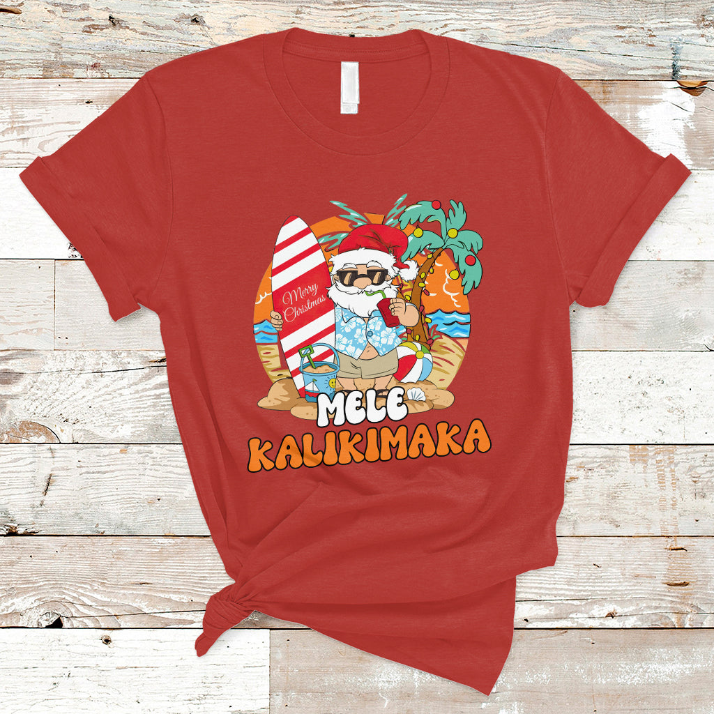 Christmas in July T Shirt Mele Kalikimaka Palm Tree Hawaiian Santa Christmas In July - Wonder Print Shop