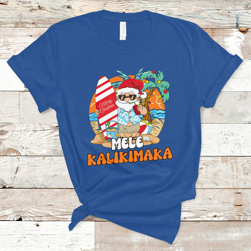 Christmas in July T Shirt Mele Kalikimaka Palm Tree Hawaiian Santa Christmas In July - Wonder Print Shop