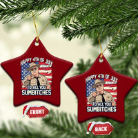 Happy 4th of July To All You Sumbitches Funny Sheriff Ceramic Ornament Retro Movie Quote Inspo Country Humor