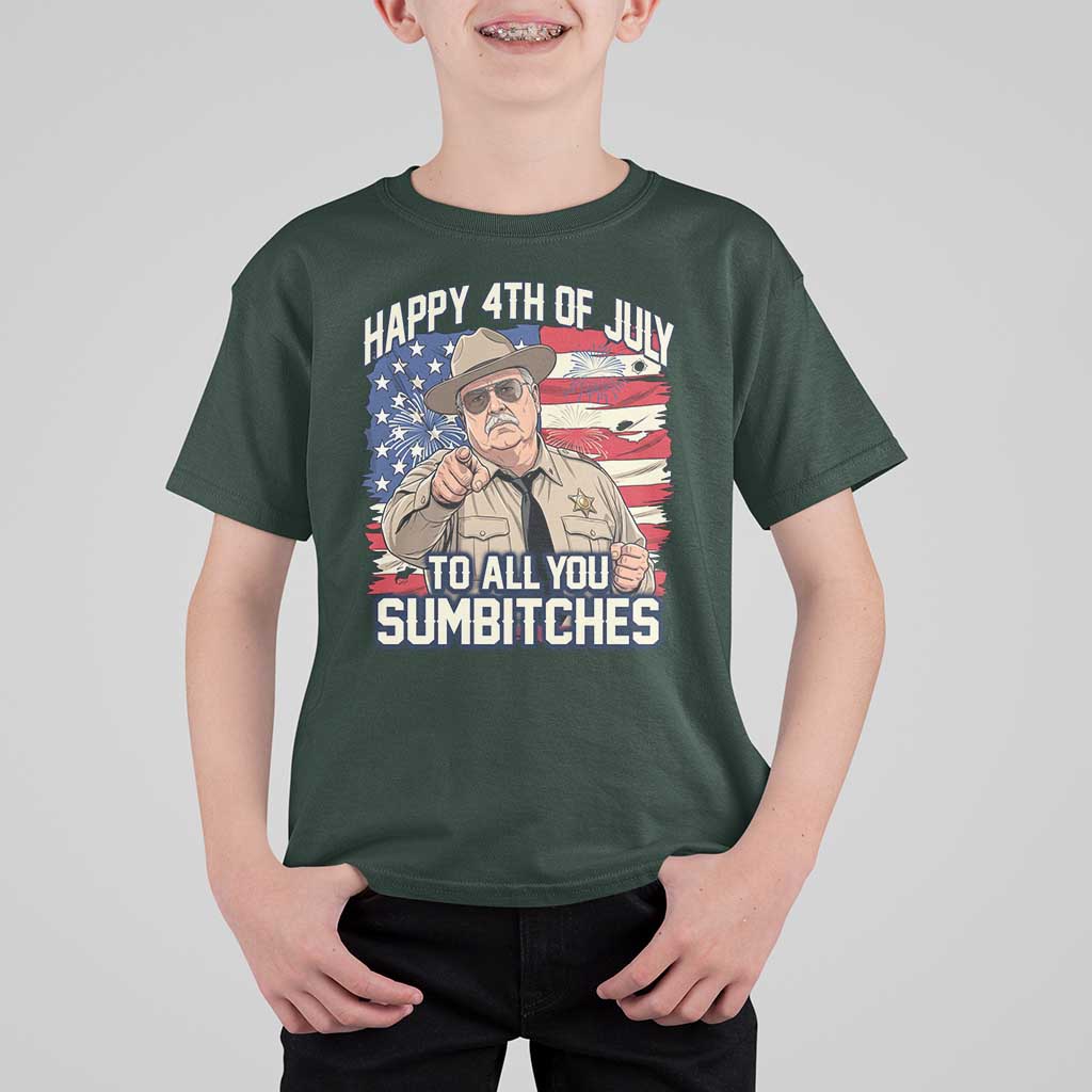 Happy 4th of July To All You Sumbitches Funny Sheriff T Shirt For Kid Retro Movie Quote Inspo Country Humor