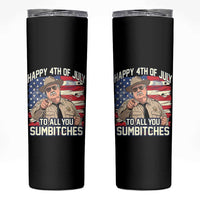 Happy 4th of July To All You Sumbitches Funny Sheriff Skinny Tumbler Retro Movie Quote Inspo Country Humor