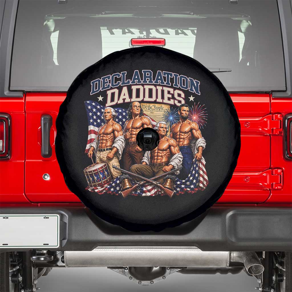 1776 America Declaration Daddies Patriotic Spare Tire Cover Funny Buff Founding Fathers Muscular Patriots