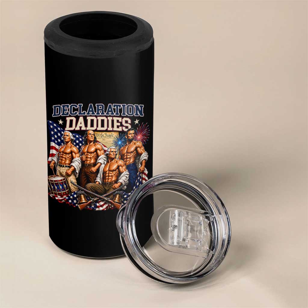 1776 America Declaration Daddies Patriotic 4 in 1 Can Cooler Tumbler Funny Buff Founding Fathers Muscular Patriots