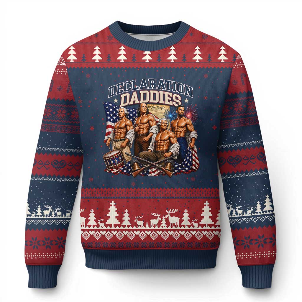1776 America Declaration Daddies Patriotic Ugly Christmas Sweater Funny Buff Founding Fathers Muscular Patriots