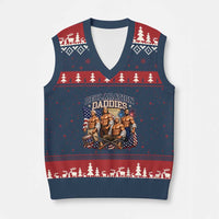 1776 America Declaration Daddies Patriotic V-Neck Knit Sweater Vest Funny Buff Founding Fathers Muscular Patriots