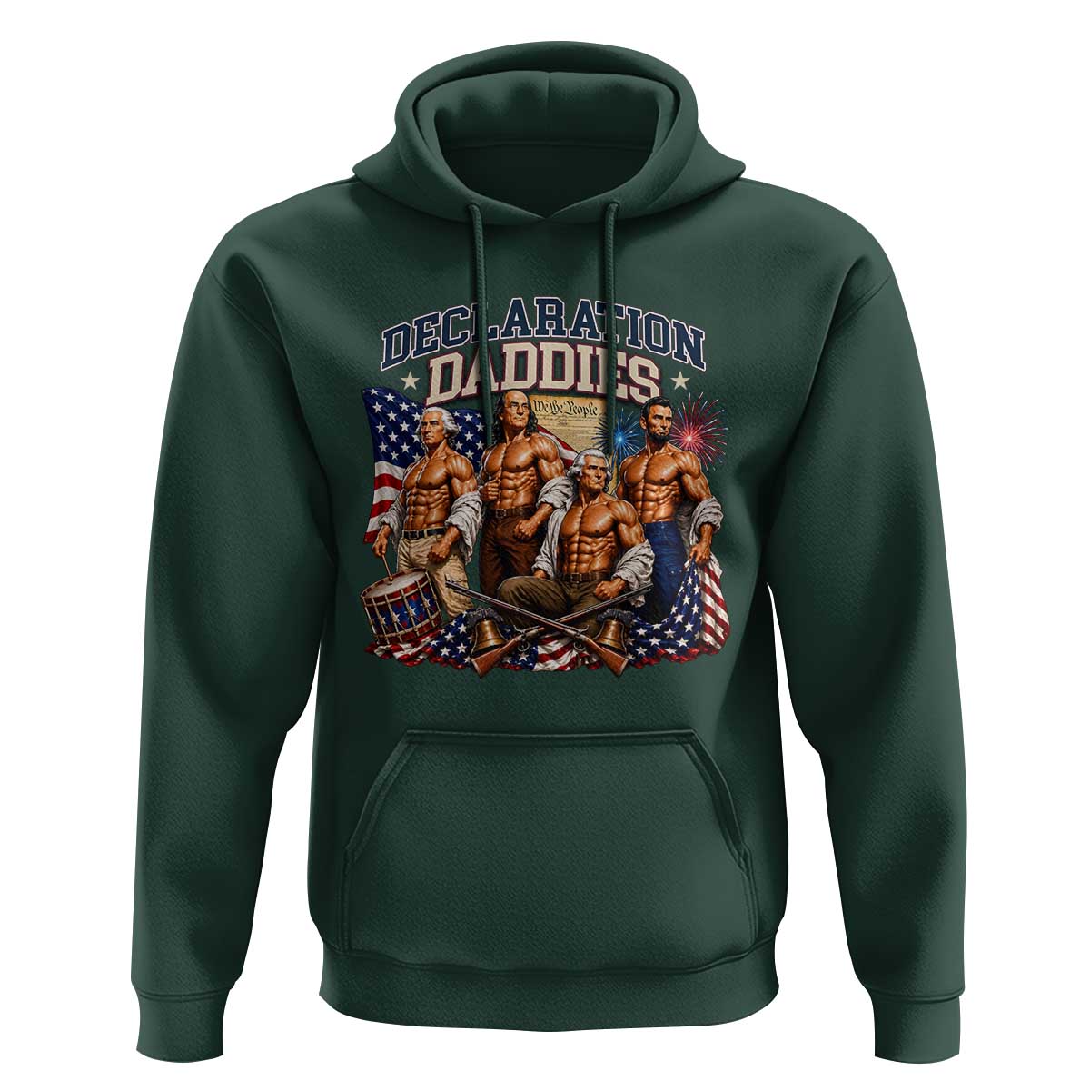 1776 America Declaration Daddies Patriotic Hoodie Funny Buff Founding Fathers Muscular Patriots