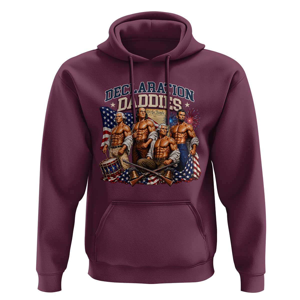1776 America Declaration Daddies Patriotic Hoodie Funny Buff Founding Fathers Muscular Patriots