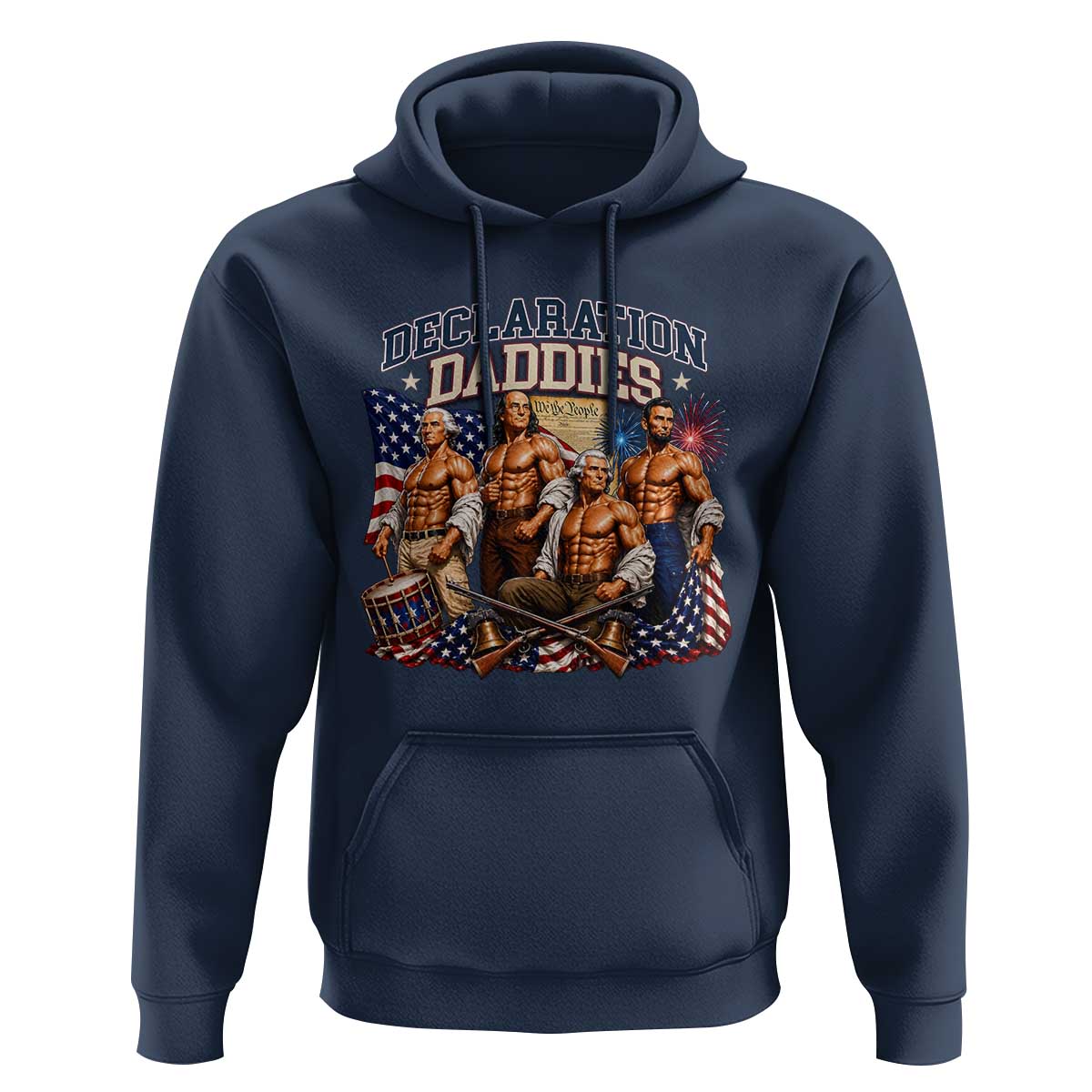 1776 America Declaration Daddies Patriotic Hoodie Funny Buff Founding Fathers Muscular Patriots