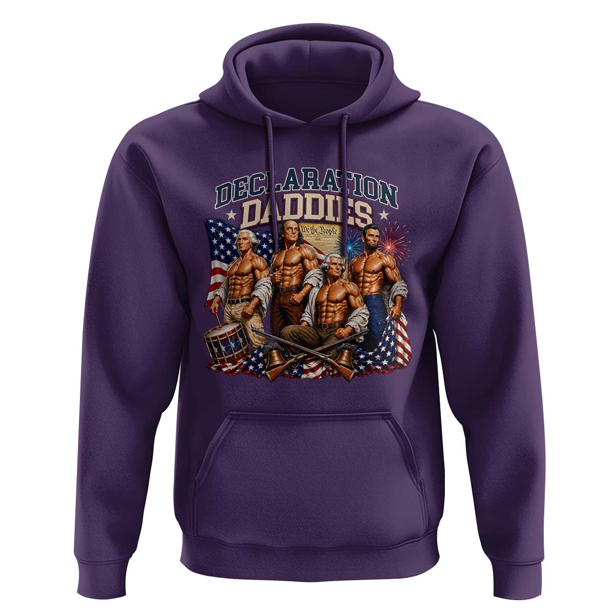 1776 America Declaration Daddies Patriotic Hoodie Funny Buff Founding Fathers Muscular Patriots