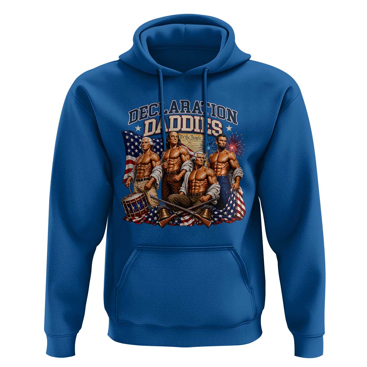 1776 America Declaration Daddies Patriotic Hoodie Funny Buff Founding Fathers Muscular Patriots