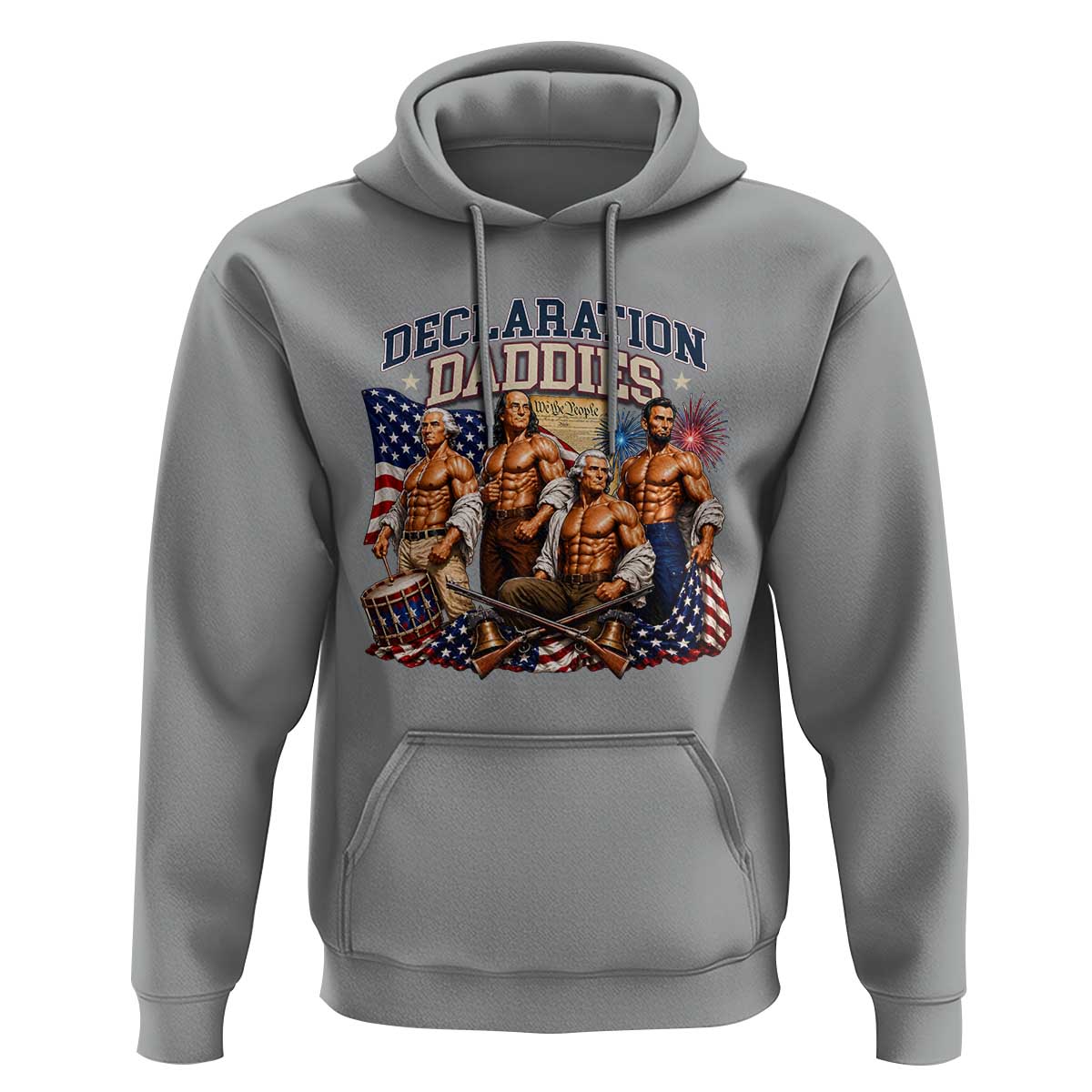 1776 America Declaration Daddies Patriotic Hoodie Funny Buff Founding Fathers Muscular Patriots
