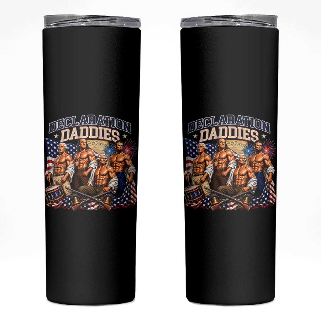 1776 America Declaration Daddies Patriotic Skinny Tumbler Funny Buff Founding Fathers Muscular Patriots