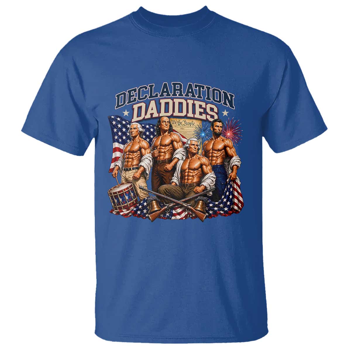 1776 America Declaration Daddies Patriotic T Shirt Funny Buff Founding Fathers Muscular Patriots