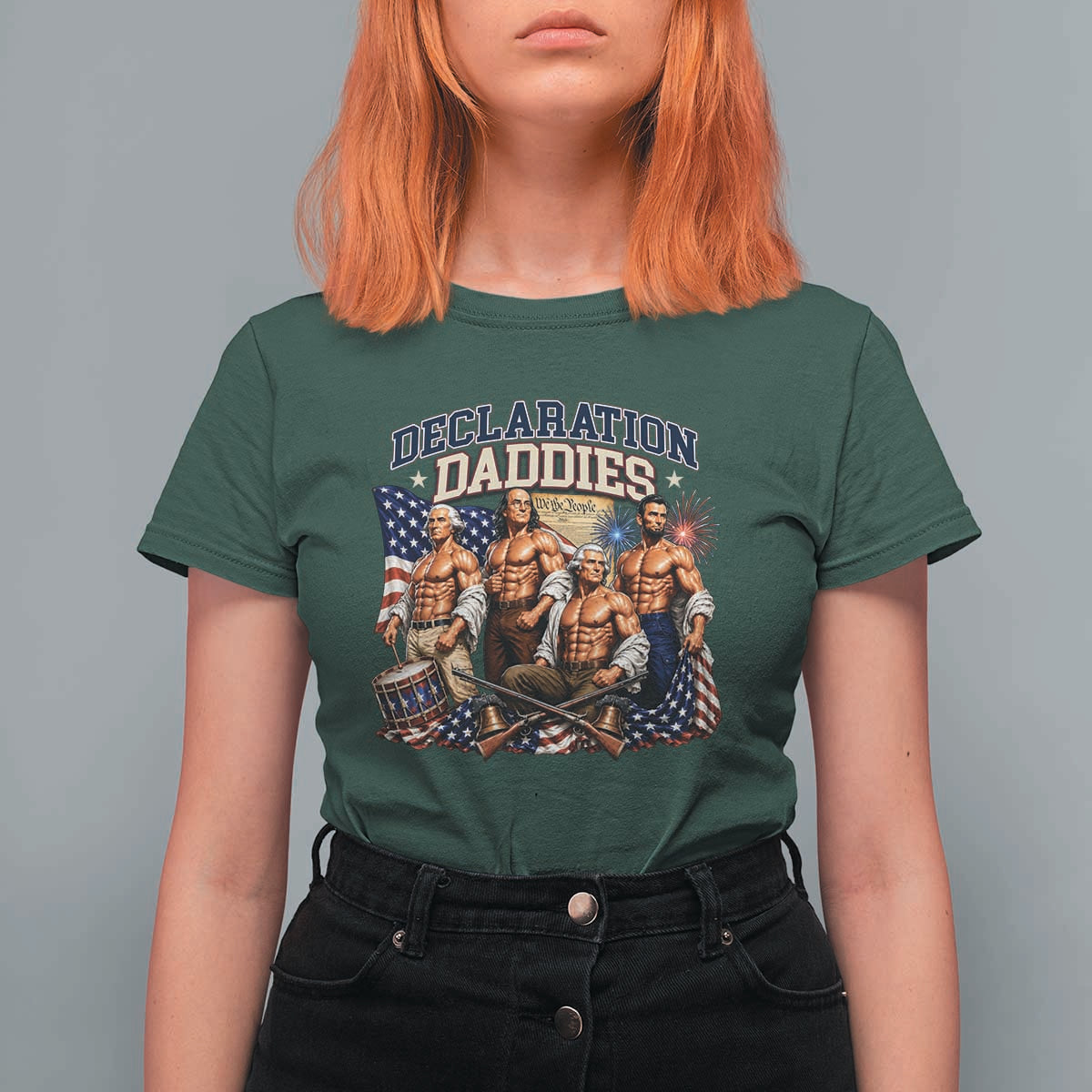 1776 America Declaration Daddies Patriotic T Shirt For Women Funny Buff Founding Fathers Muscular Patriots
