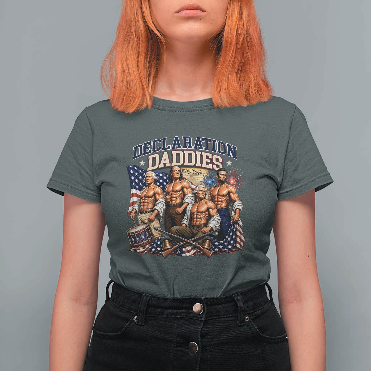 1776 America Declaration Daddies Patriotic T Shirt For Women Funny Buff Founding Fathers Muscular Patriots