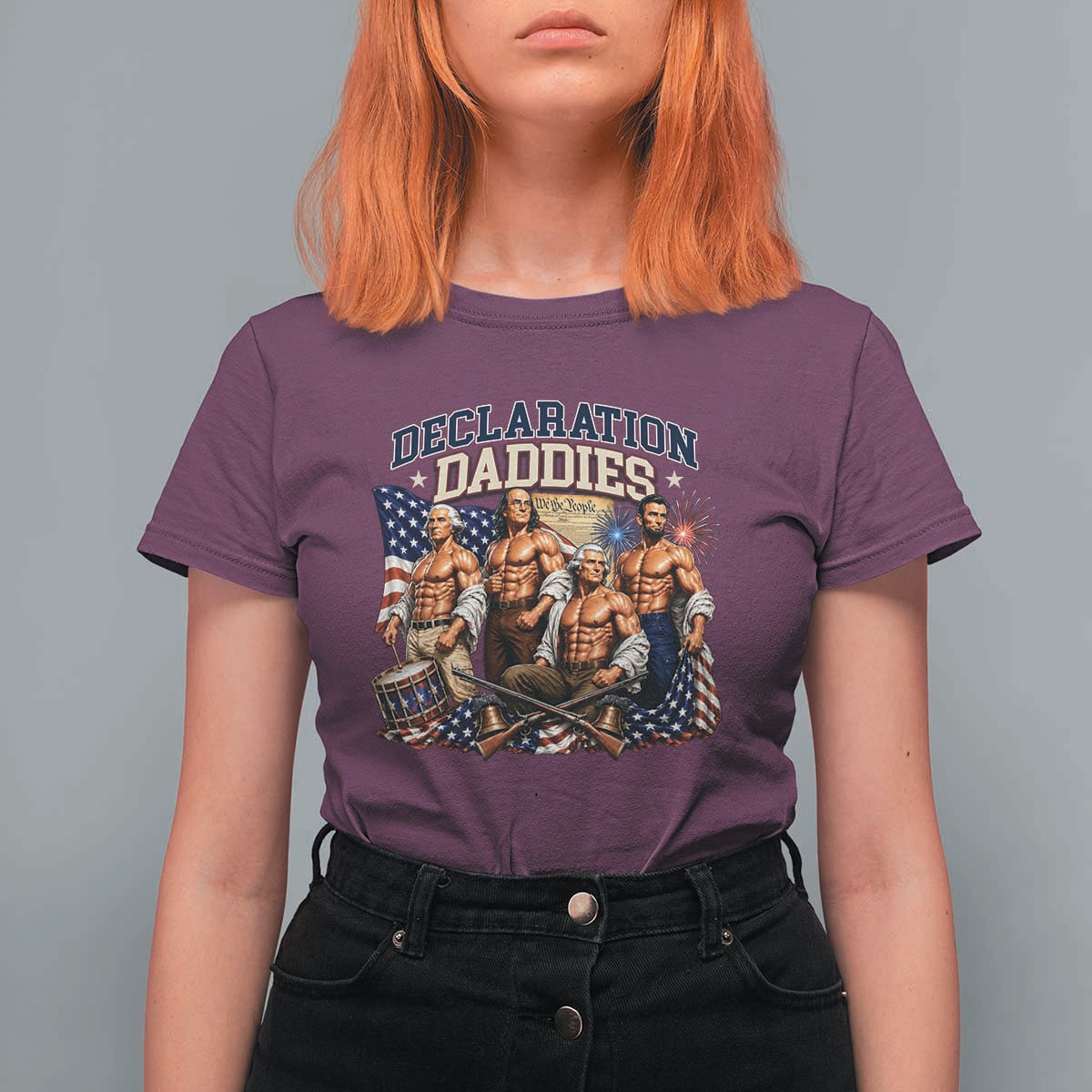 1776 America Declaration Daddies Patriotic T Shirt For Women Funny Buff Founding Fathers Muscular Patriots