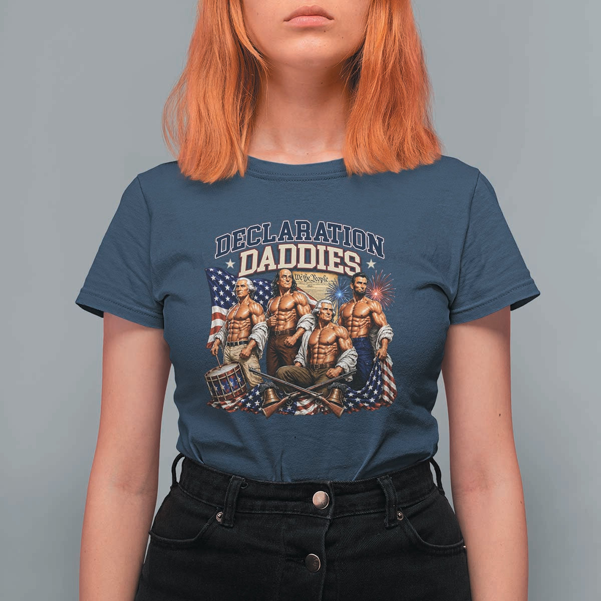 1776 America Declaration Daddies Patriotic T Shirt For Women Funny Buff Founding Fathers Muscular Patriots