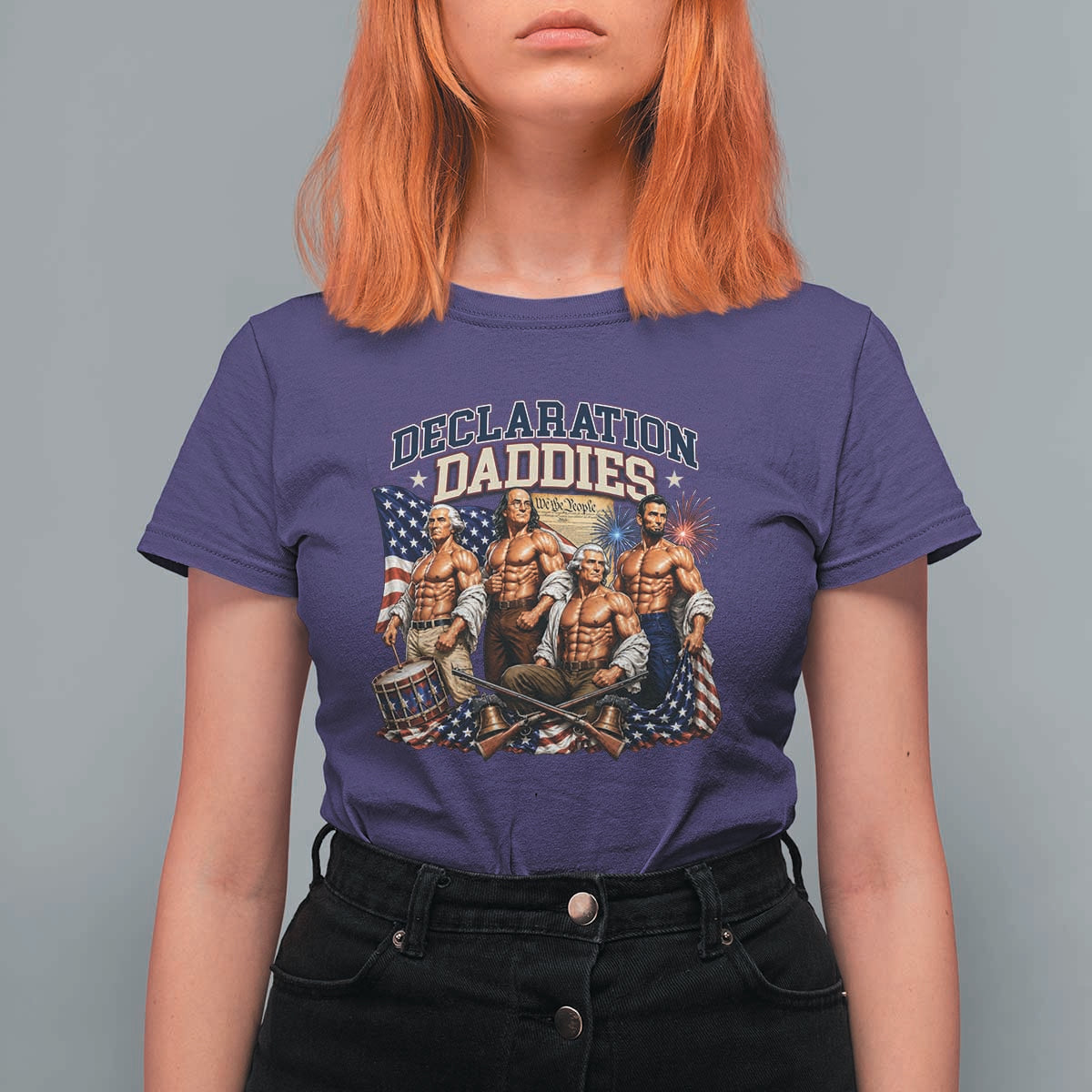 1776 America Declaration Daddies Patriotic T Shirt For Women Funny Buff Founding Fathers Muscular Patriots
