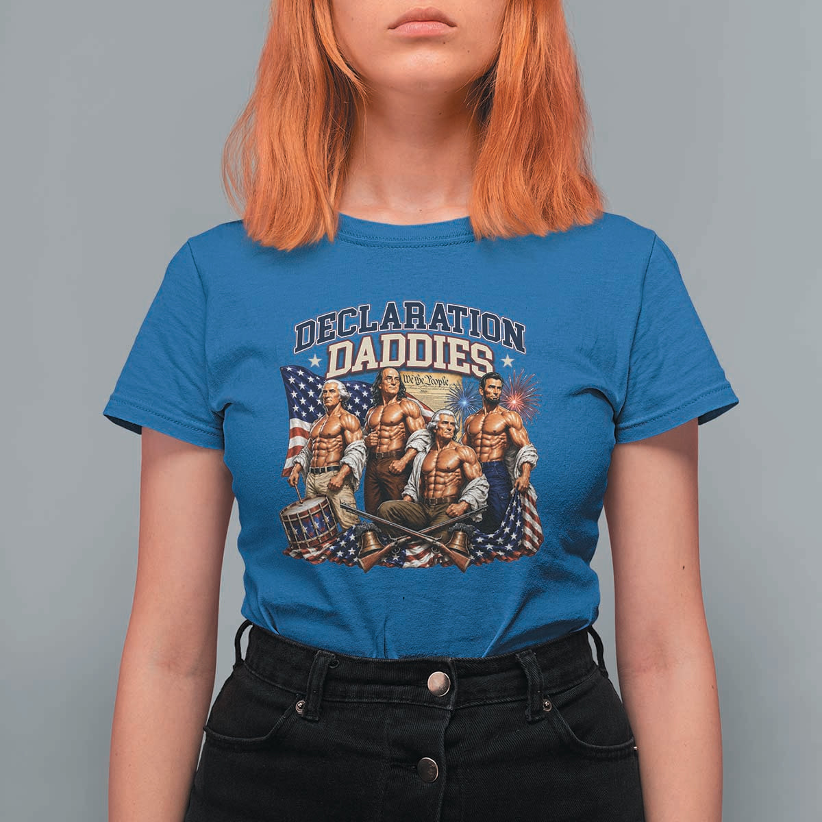 1776 America Declaration Daddies Patriotic T Shirt For Women Funny Buff Founding Fathers Muscular Patriots