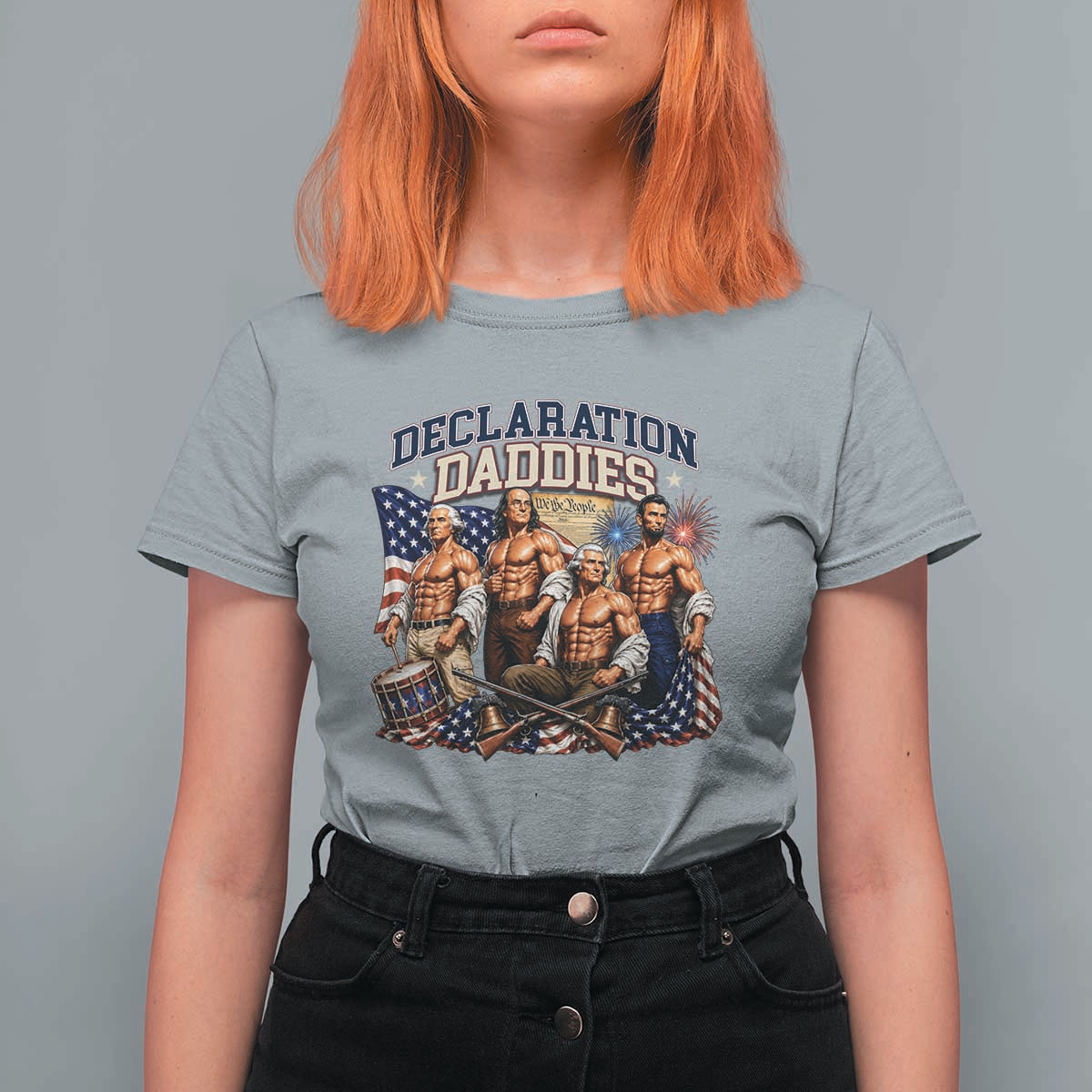 1776 America Declaration Daddies Patriotic T Shirt For Women Funny Buff Founding Fathers Muscular Patriots