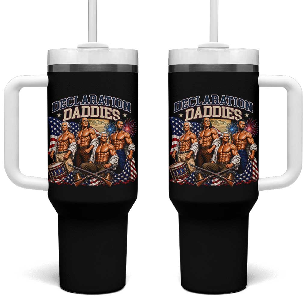 1776 America Declaration Daddies Patriotic Tumbler With Handle Funny Buff Founding Fathers Muscular Patriots
