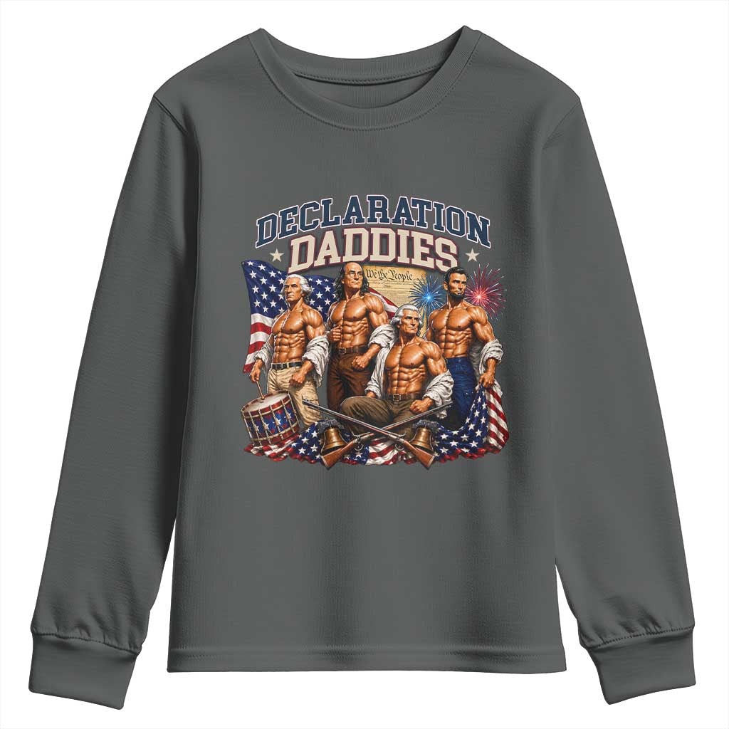 1776 America Declaration Daddies Patriotic Youth Sweatshirt Funny Buff Founding Fathers Muscular Patriots