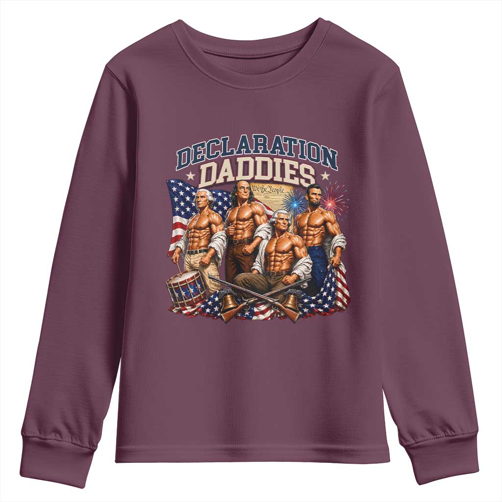 1776 America Declaration Daddies Patriotic Youth Sweatshirt Funny Buff Founding Fathers Muscular Patriots