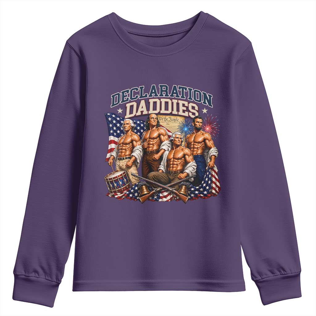1776 America Declaration Daddies Patriotic Youth Sweatshirt Funny Buff Founding Fathers Muscular Patriots