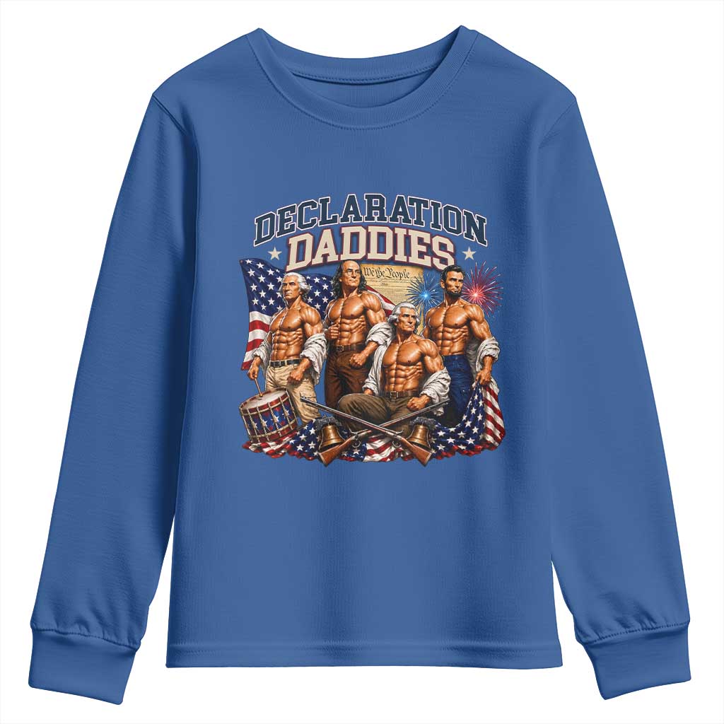 1776 America Declaration Daddies Patriotic Youth Sweatshirt Funny Buff Founding Fathers Muscular Patriots
