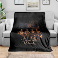Declaration Daddies Campfire Gathering Graphic Throw Blanket Shirtless Founding Fathers Patriotic Summer 4th of July Celebration