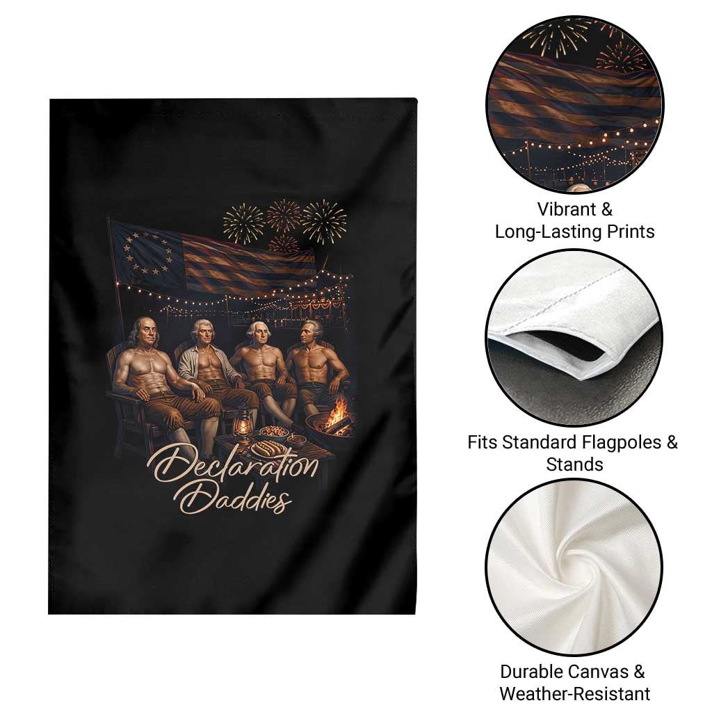 Declaration Daddies Campfire Gathering Graphic Garden Flag Shirtless Founding Fathers Patriotic Summer 4th of July Celebration