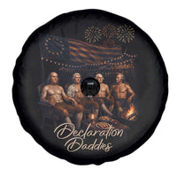 Declaration Daddies Campfire Gathering Graphic Spare Tire Cover Shirtless Founding Fathers Patriotic Summer 4th of July Celebration