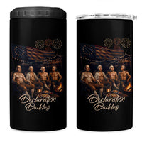 Declaration Daddies Campfire Gathering Graphic 4 in 1 Can Cooler Tumbler Shirtless Founding Fathers Patriotic Summer 4th of July Celebration