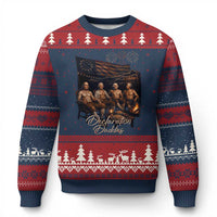 Declaration Daddies Campfire Gathering Graphic Ugly Christmas Sweater Shirtless Founding Fathers Patriotic Summer 4th of July Celebration