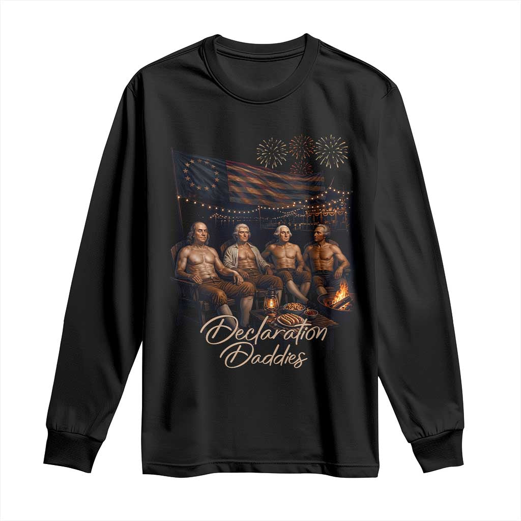 Declaration Daddies Campfire Gathering Graphic Long Sleeve Shirt Shirtless Founding Fathers Patriotic Summer 4th of July Celebration