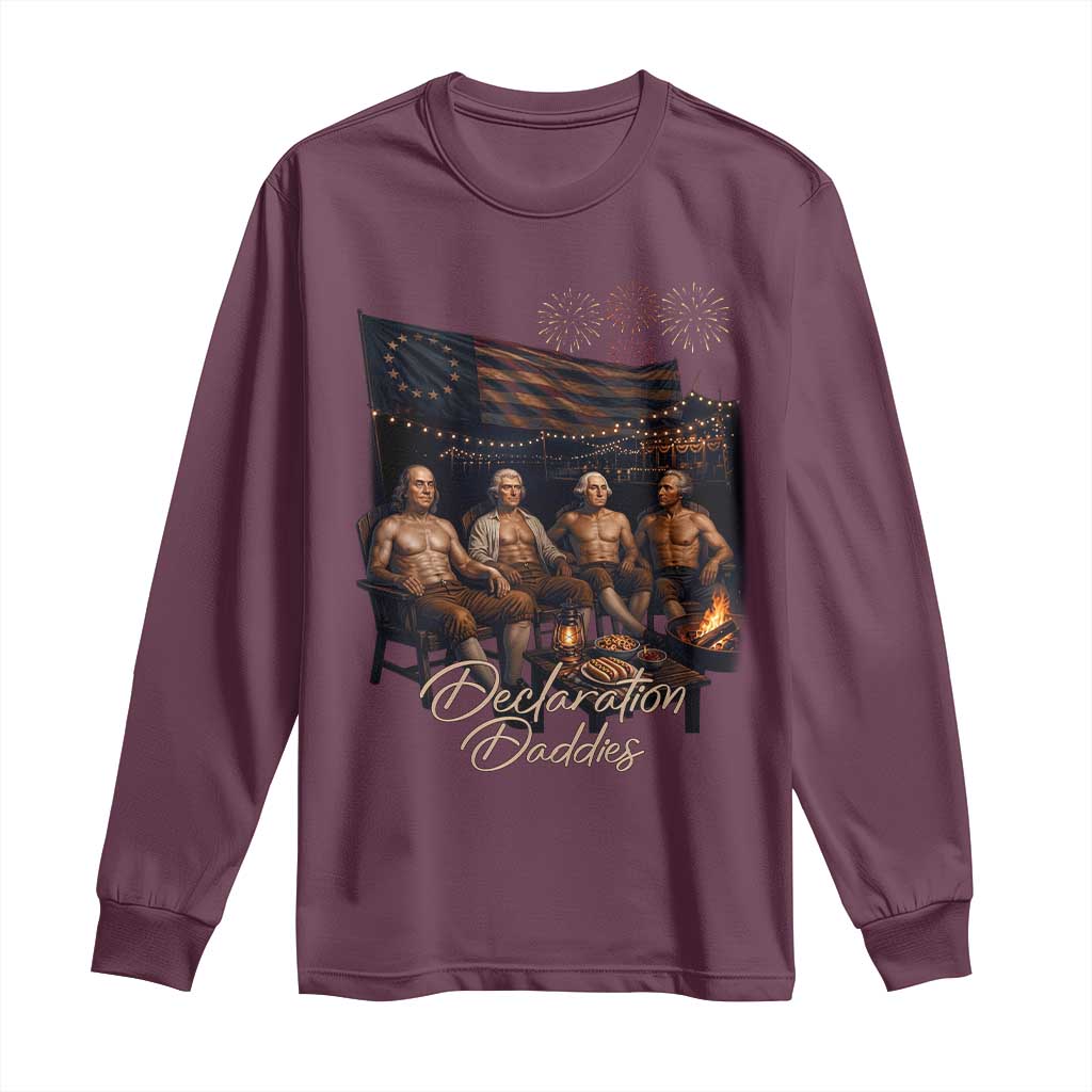 Declaration Daddies Campfire Gathering Graphic Long Sleeve Shirt Shirtless Founding Fathers Patriotic Summer 4th of July Celebration