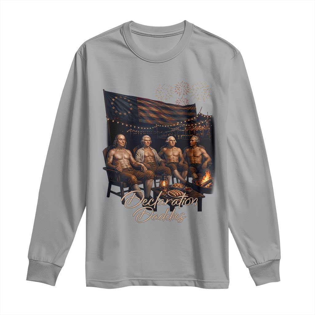 Declaration Daddies Campfire Gathering Graphic Long Sleeve Shirt Shirtless Founding Fathers Patriotic Summer 4th of July Celebration