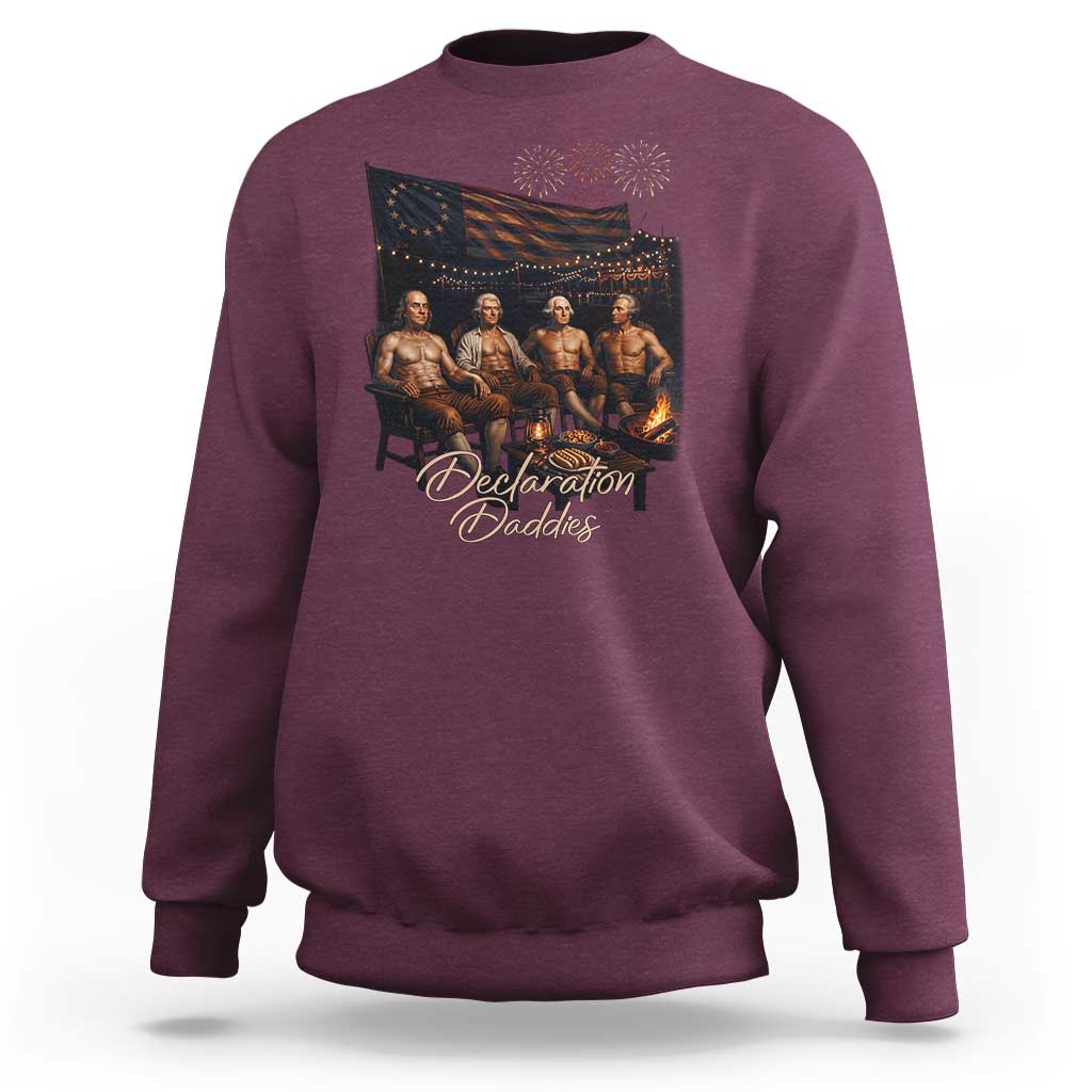 Declaration Daddies Campfire Gathering Graphic Sweatshirt Shirtless Founding Fathers Patriotic Summer 4th of July Celebration