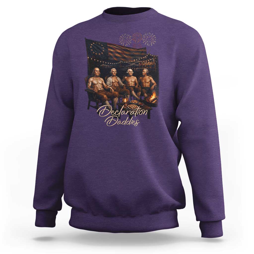Declaration Daddies Campfire Gathering Graphic Sweatshirt Shirtless Founding Fathers Patriotic Summer 4th of July Celebration
