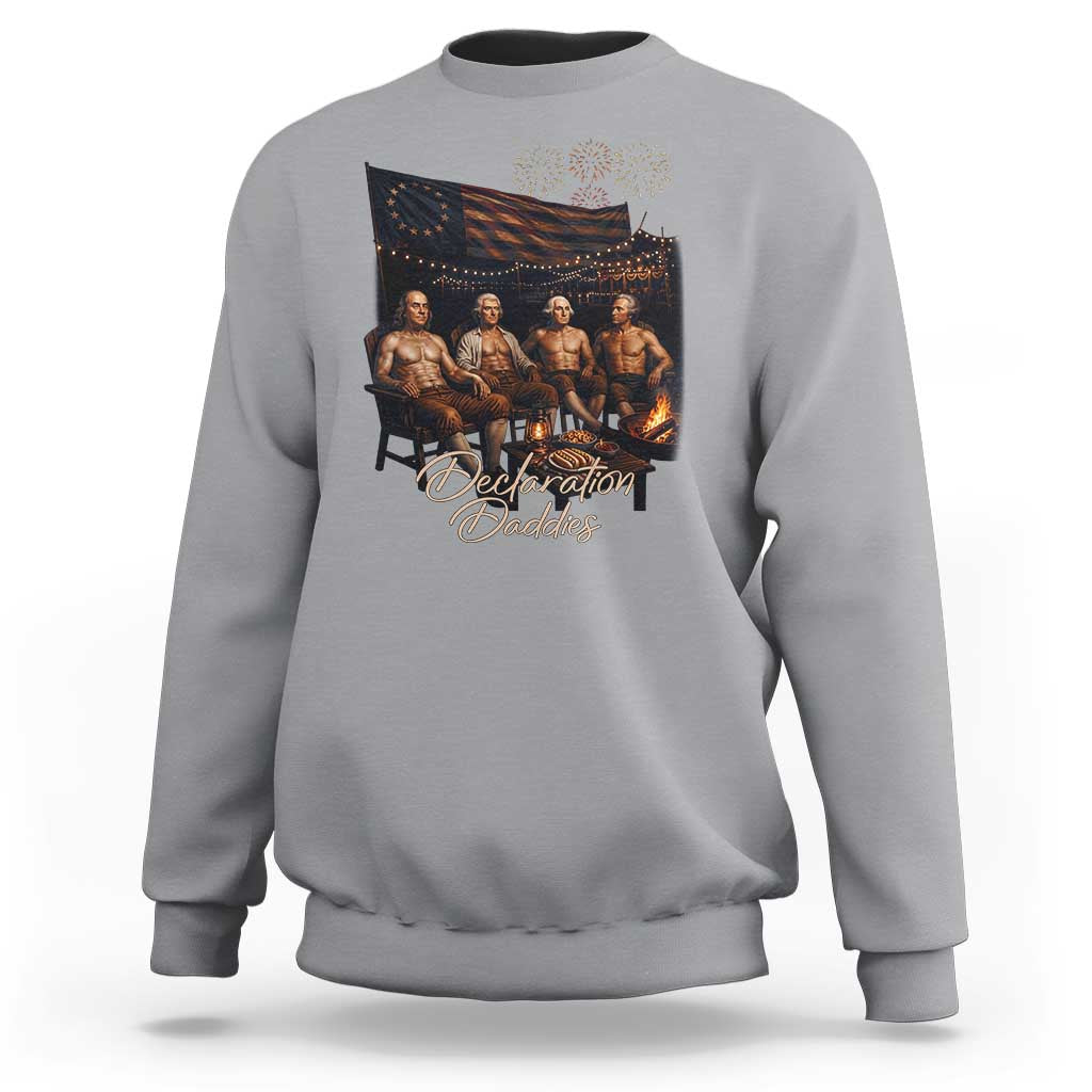 Declaration Daddies Campfire Gathering Graphic Sweatshirt Shirtless Founding Fathers Patriotic Summer 4th of July Celebration