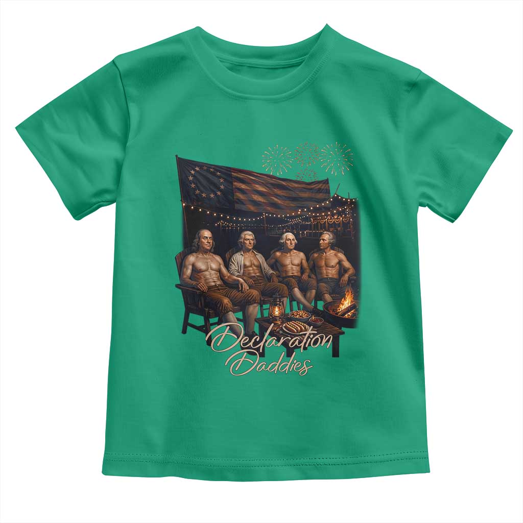 Declaration Daddies Campfire Gathering Graphic Toddler T Shirt Shirtless Founding Fathers Patriotic Summer 4th of July Celebration