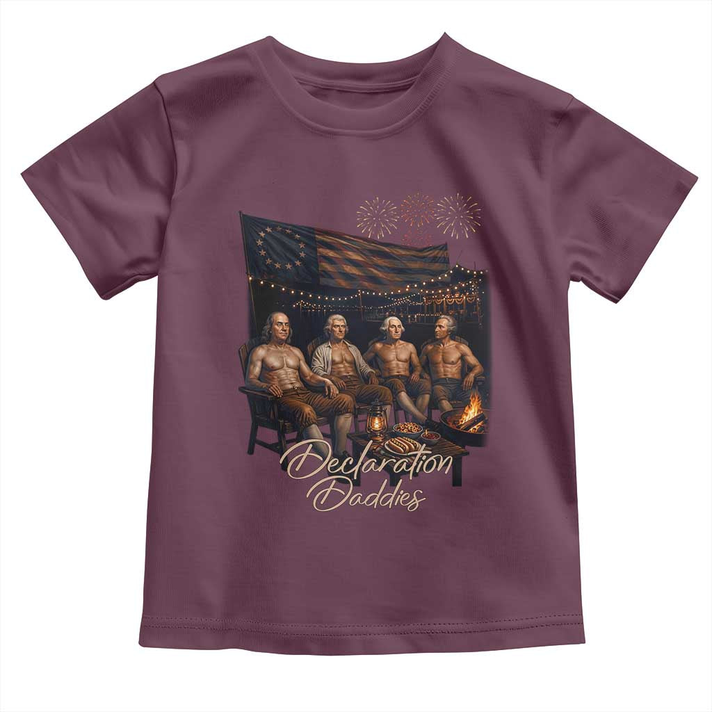 Declaration Daddies Campfire Gathering Graphic Toddler T Shirt Shirtless Founding Fathers Patriotic Summer 4th of July Celebration