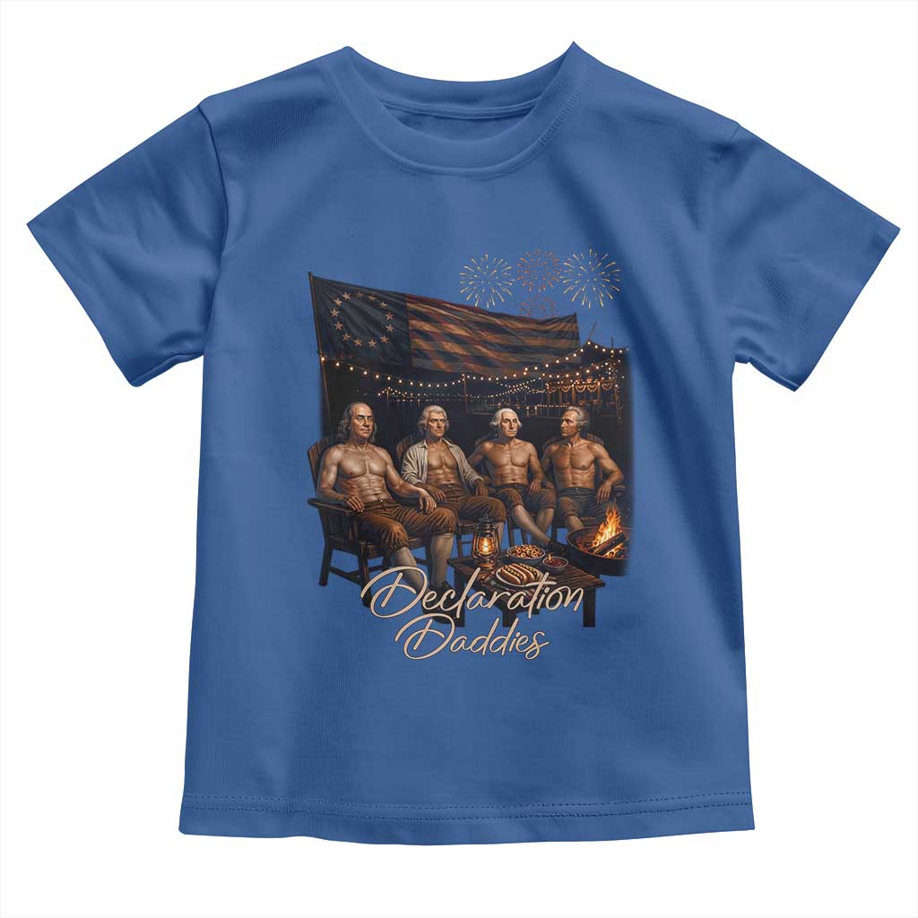 Declaration Daddies Campfire Gathering Graphic Toddler T Shirt Shirtless Founding Fathers Patriotic Summer 4th of July Celebration