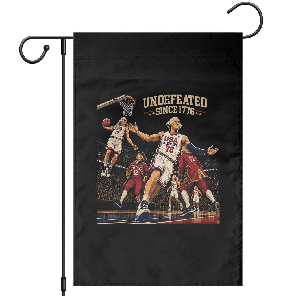 Undefeated Since 1776 George Washington Basketball Garden Flag Funny USA Dream Team Founding Fathers Slam Dunk Patriotic Sports
