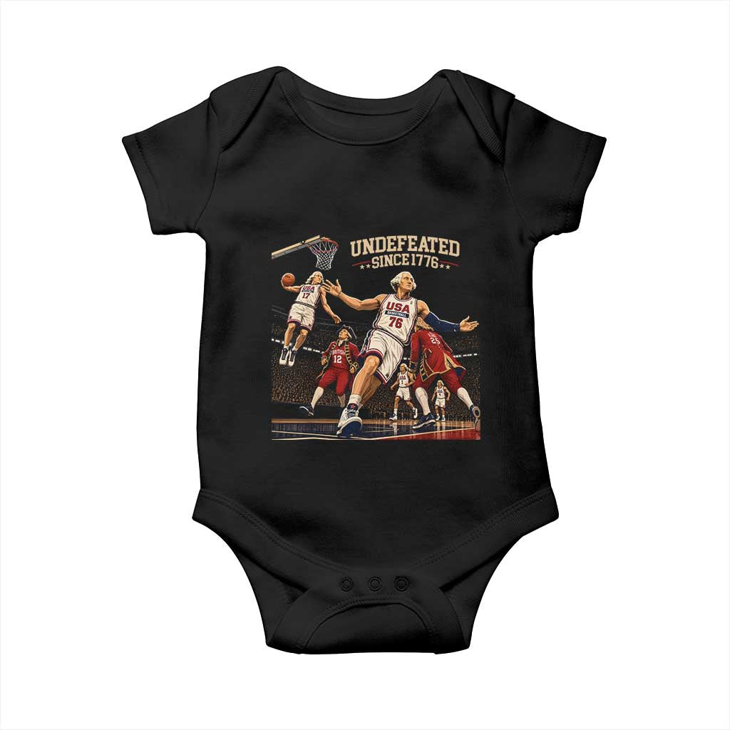Undefeated Since 1776 George Washington Basketball Baby Onesie Funny USA Dream Team Founding Fathers Slam Dunk Patriotic Sports