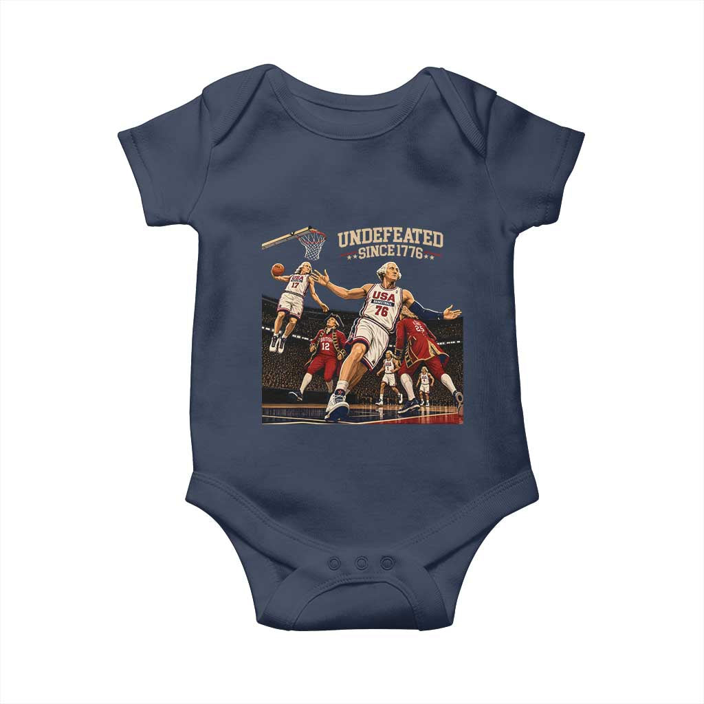 Undefeated Since 1776 George Washington Basketball Baby Onesie Funny USA Dream Team Founding Fathers Slam Dunk Patriotic Sports